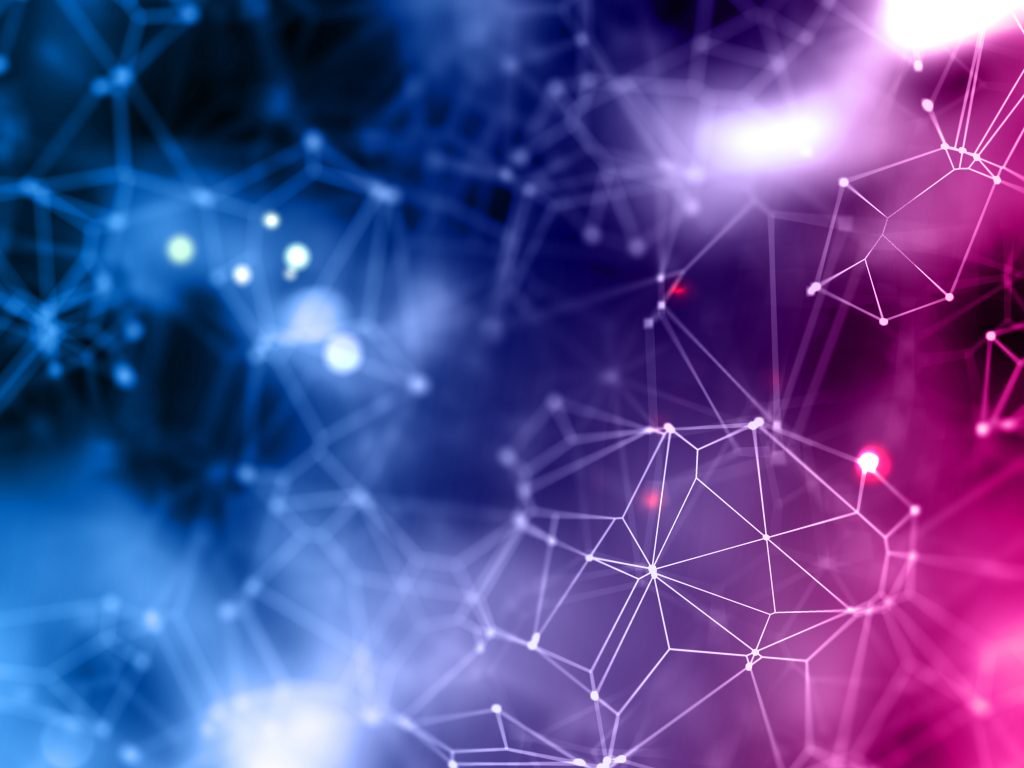 3D render of a low poly network connections background.