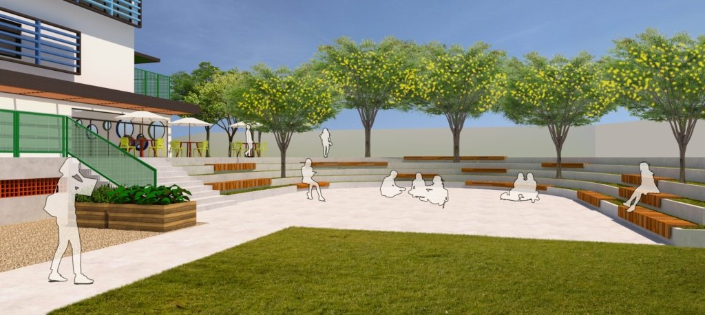 Área externa com arquibancada